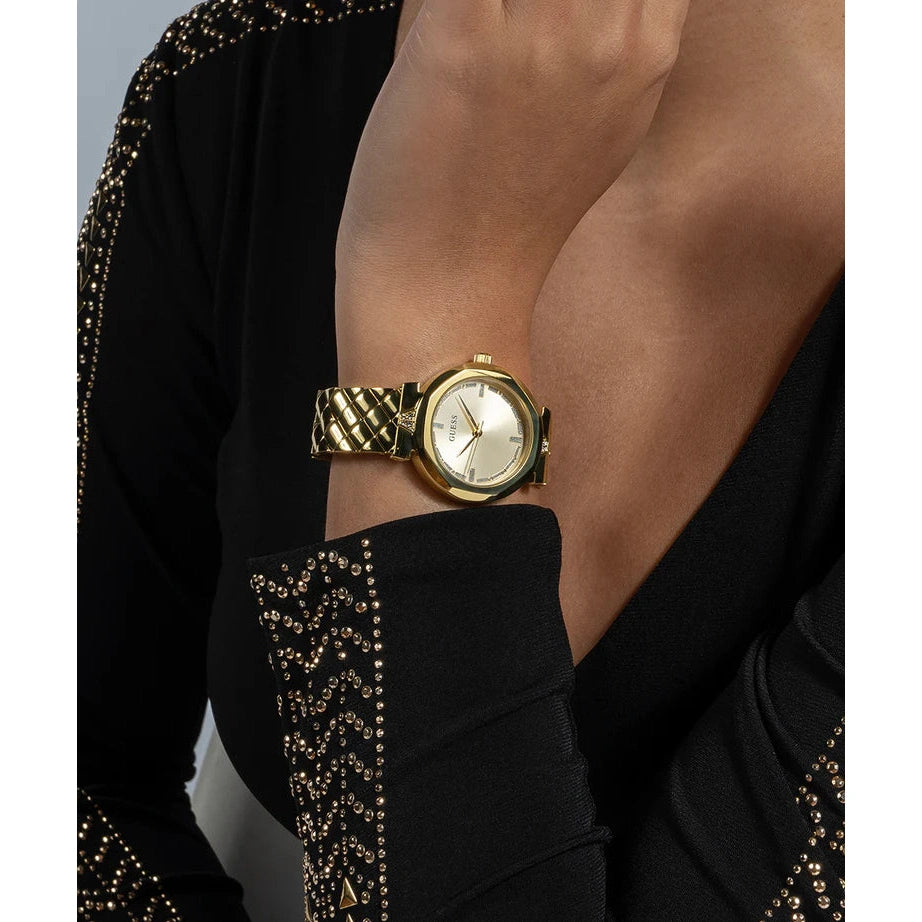 GUESS Ladies Gold Tone Analog Watch 34 mm