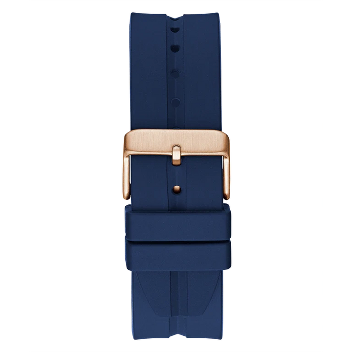 GUESS Mens Blue Rose Gold Tone Multi-function Watch 42 mm