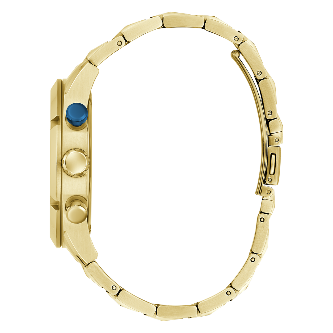 GUESS Mens Gold Tone Multi-function Watch with Chrono-look Dial