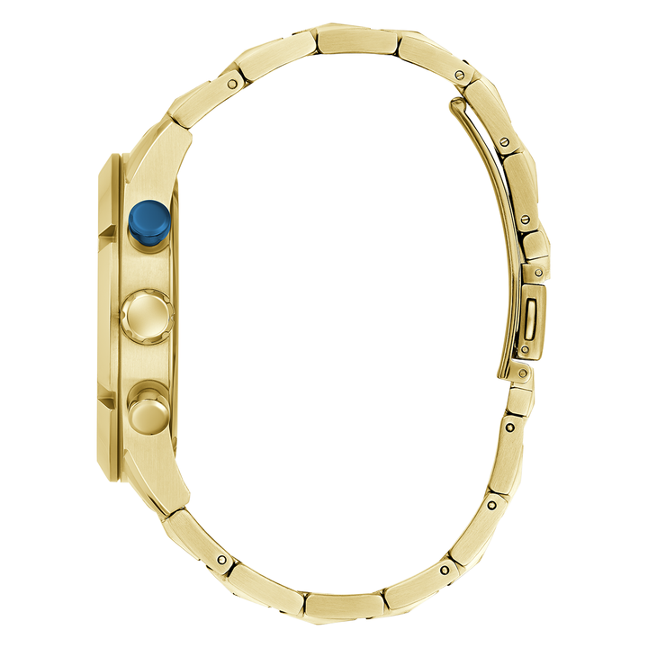 GUESS Mens Gold Tone Multi-function Watch with Chrono-look Dial