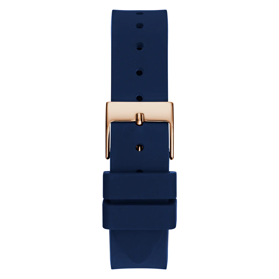 GUESS Ladies Blue Rose Gold Tone Analog Watch GW0844L3