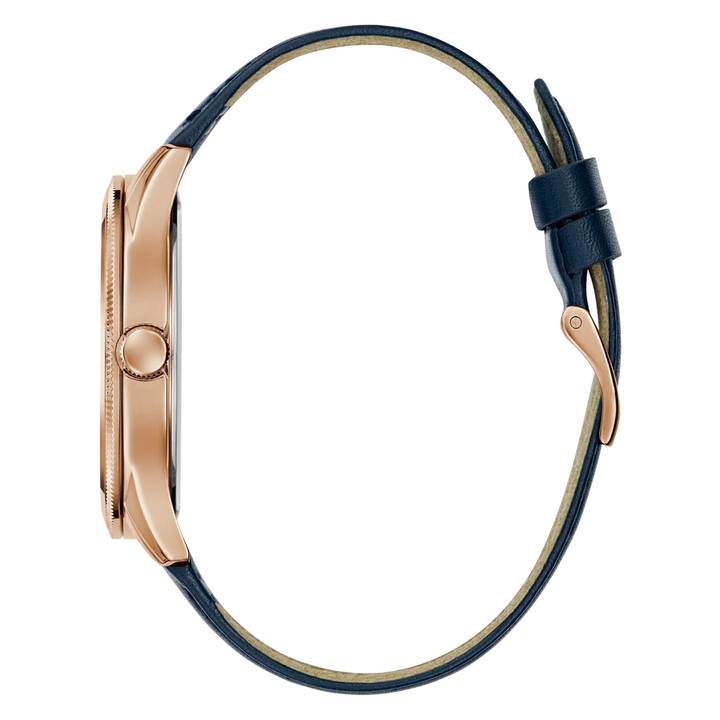 GUESS Mens Navy Rose Gold Tone Analog Watch GW0846G2