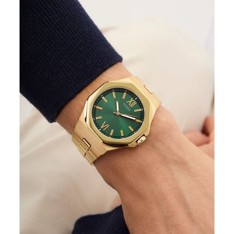 GUESS Mens Gold Tone Analog Watch GW0849G2