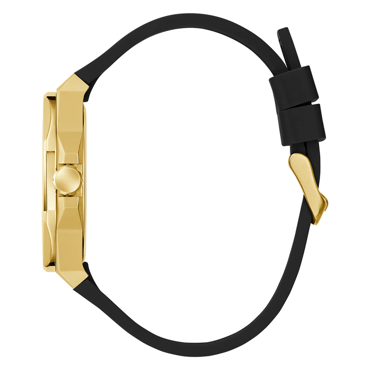 GUESS Mens Black Gold Tone Analog Watch GW0850G2