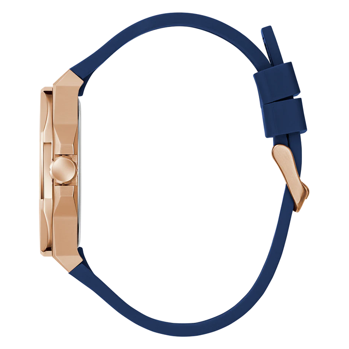 GUESS Mens Blue Rose Gold Tone Analog Watch GW0850G3