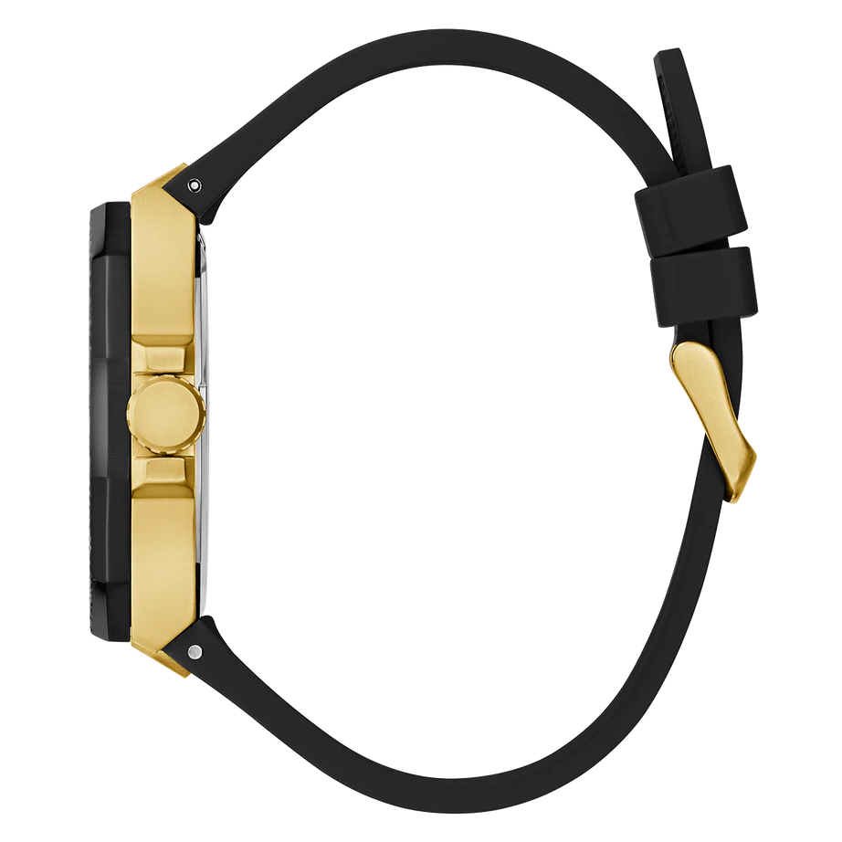 GUESS Mens Black Gold Tone Multi-function Watch GW0853G2