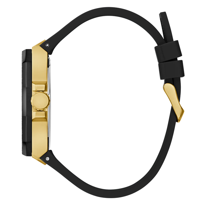 GUESS Mens Black Gold Tone Multi-function Watch GW0853G2