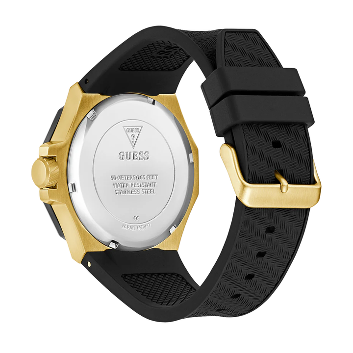 GUESS Mens Black Gold Tone Multi-function Watch GW0853G2