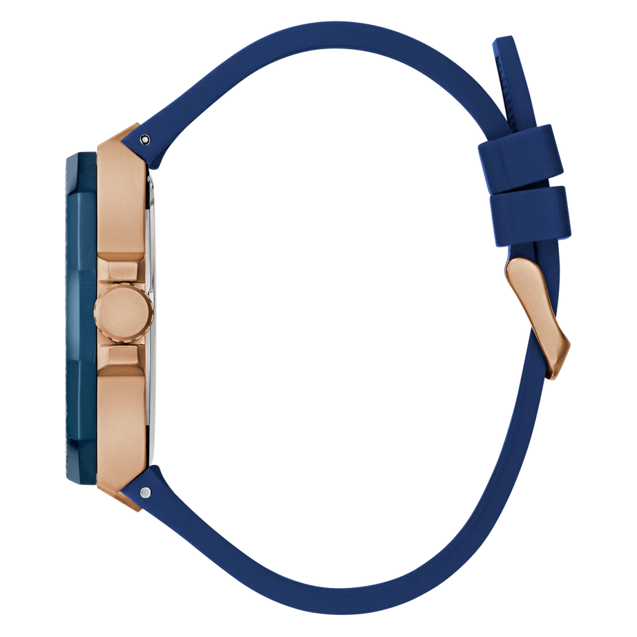 GUESS Mens Blue Rose Gold Tone Multi-function Watch GW0853G3