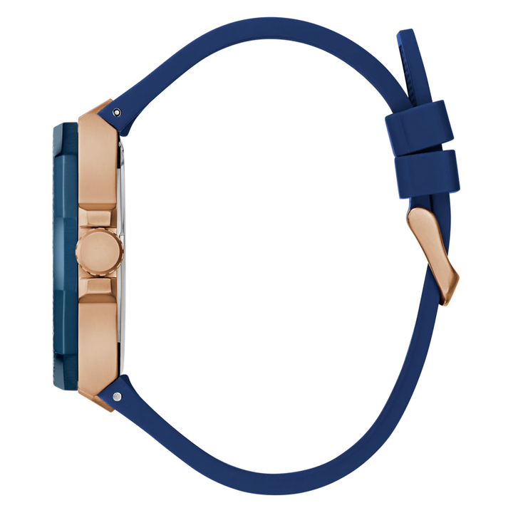 GUESS Mens Blue Rose Gold Tone Multi-function Watch GW0853G3