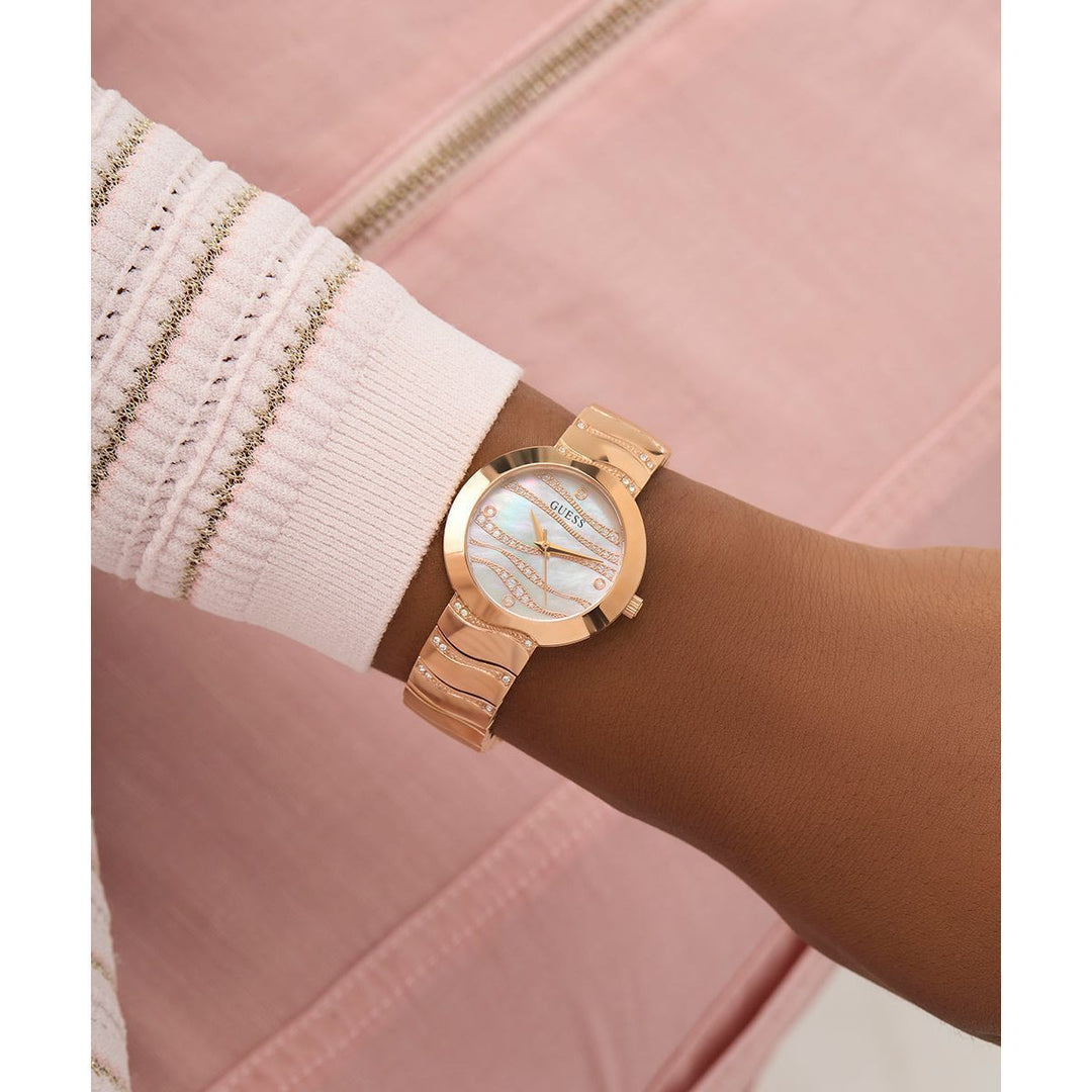 Stylish GUESS Ladies Rose Gold Tone Analog Watch for Every Occasion