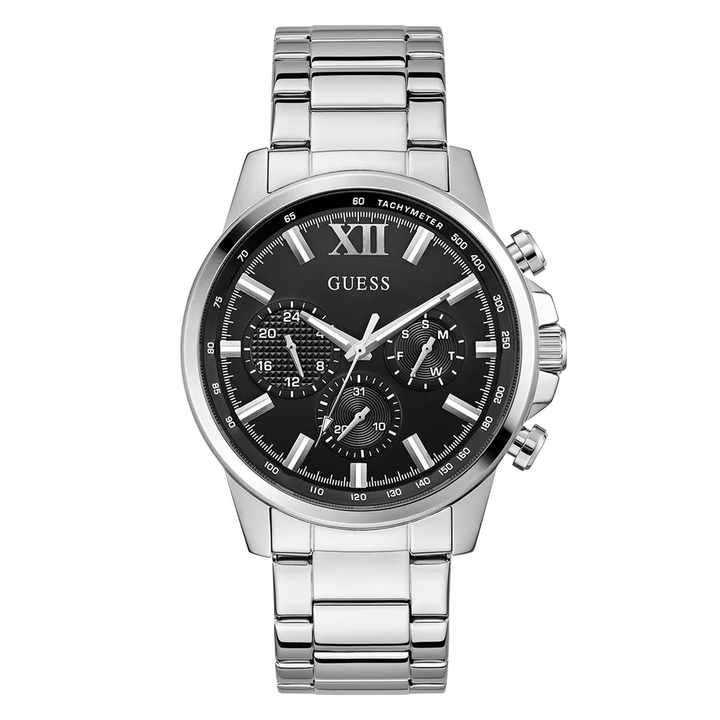 GUESS Mens Silver Tone Multi-function Watch 44 mm GW0900G1