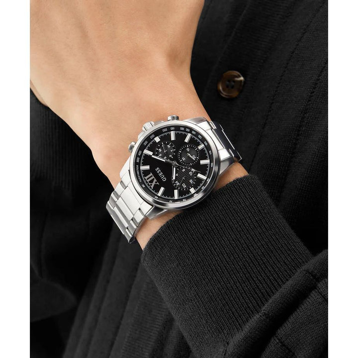 GUESS Mens Silver Tone Multi-function Watch 44 mm GW0900G1