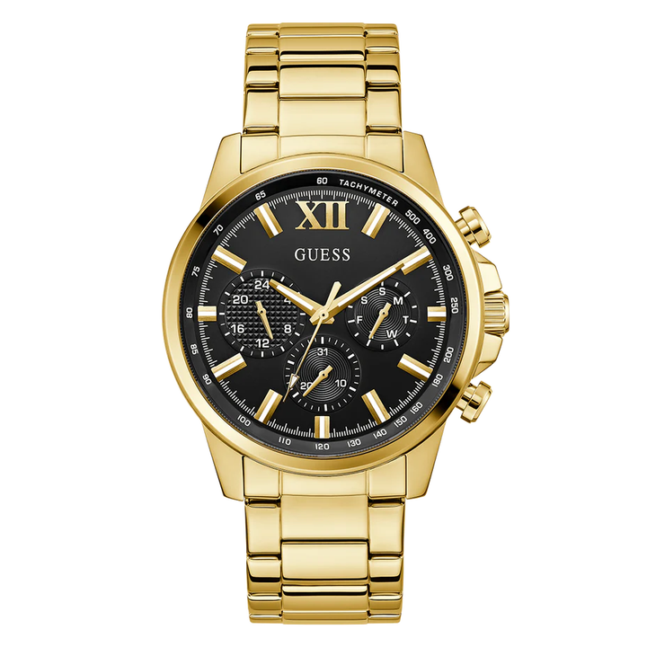 GUESS Mens Gold Tone Multi-function Watch GW0900G3