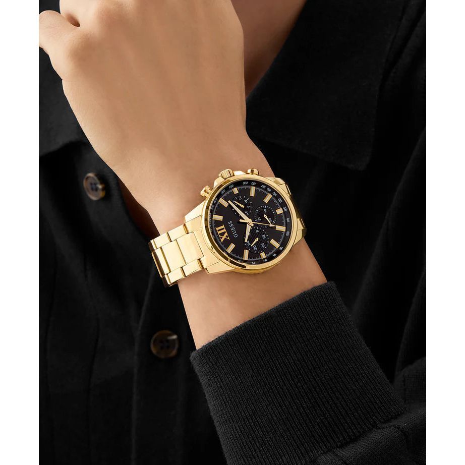 GUESS Mens Gold Tone Multi-function Watch GW0900G3