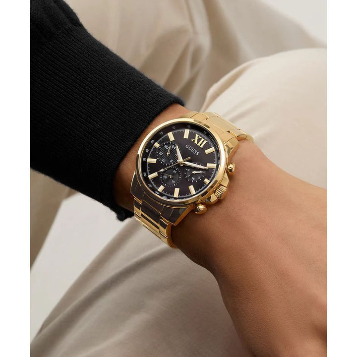 GUESS Mens Gold Tone Multi-function Watch GW0900G3