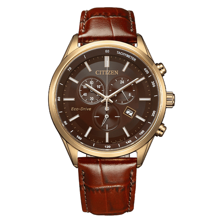 Classic Citizen Eco-Drive Chronograph Watch for Men with Brown Dial