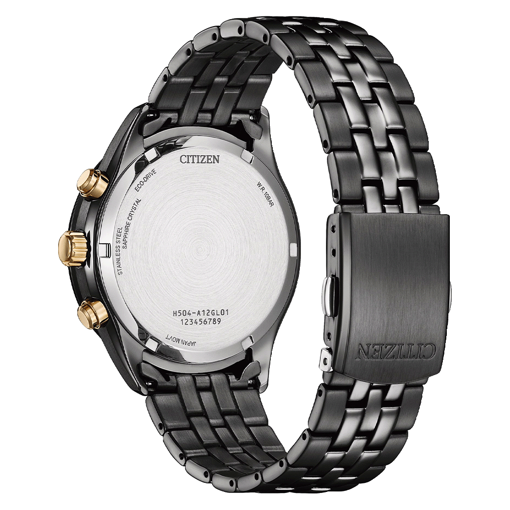 Stylish Eco-Drive Chronograph Watch with Brown Leather Strap