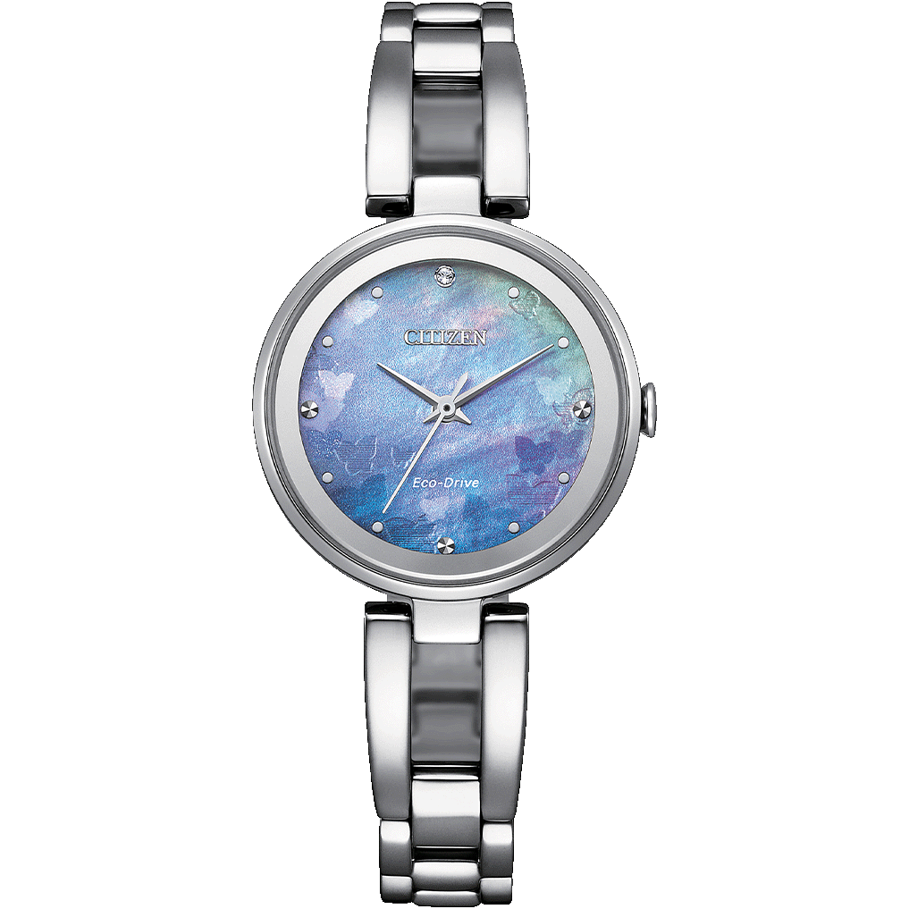 Elegant Eco-Drive EM0801-85N Ladies Watch with Blue Dial
