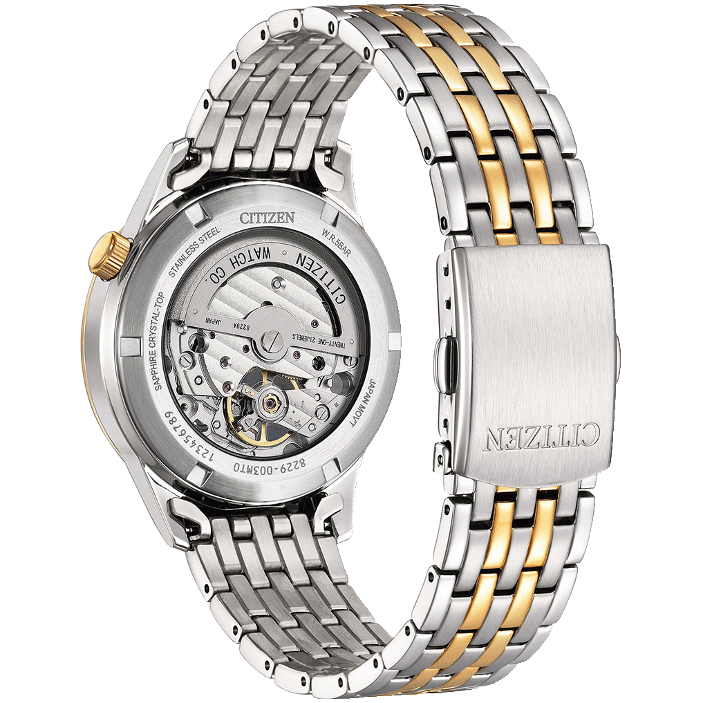 Elegant Mechanical Open Heart Citizen Watch with Green Dial