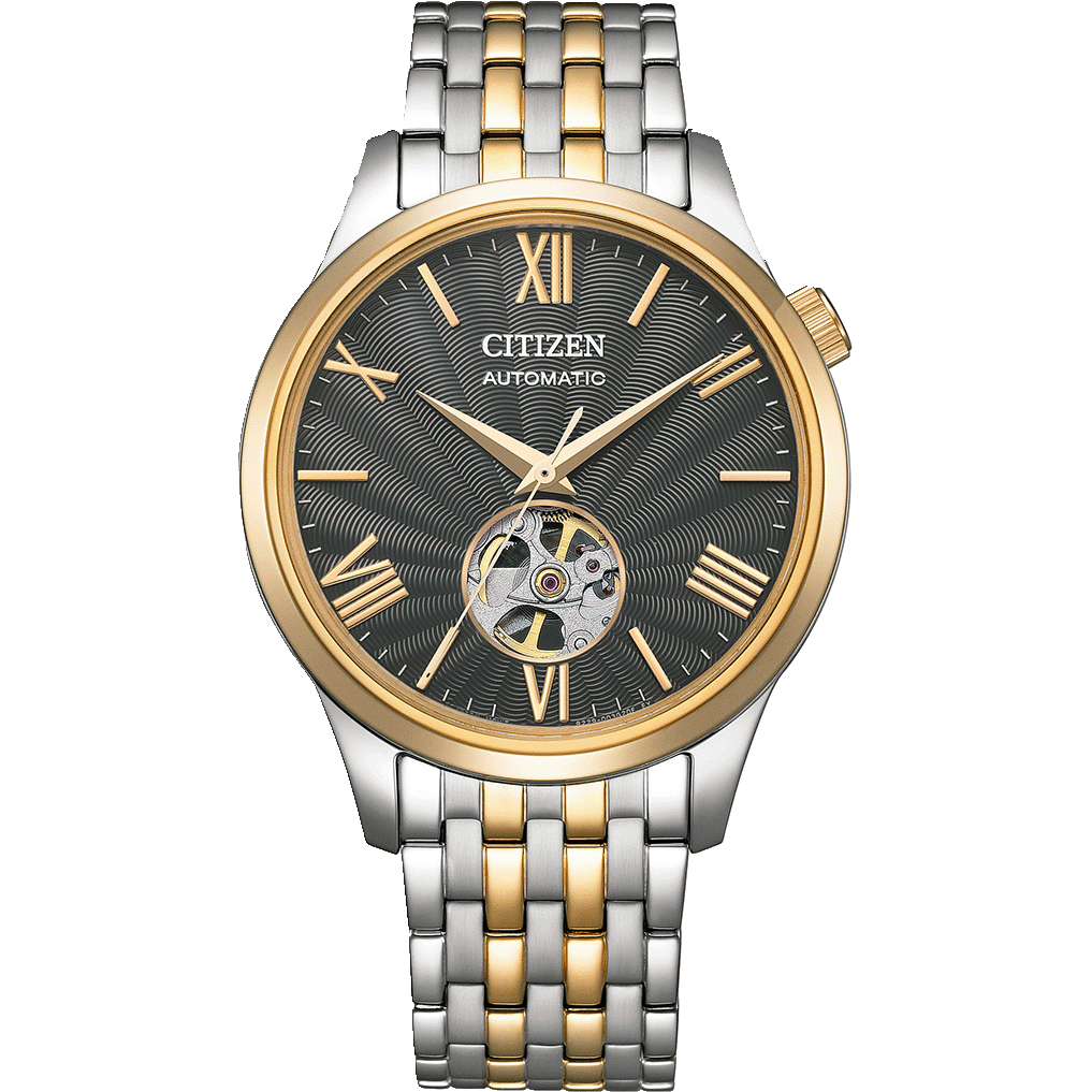 Elegant Mechanical Open Heart Citizen Watch with Green Dial