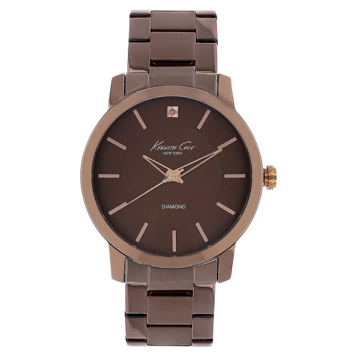 Kenneth Cole Quartz Analog Brown Dial Stainless Steel Strap Watch for Men-NCKC10007959MN