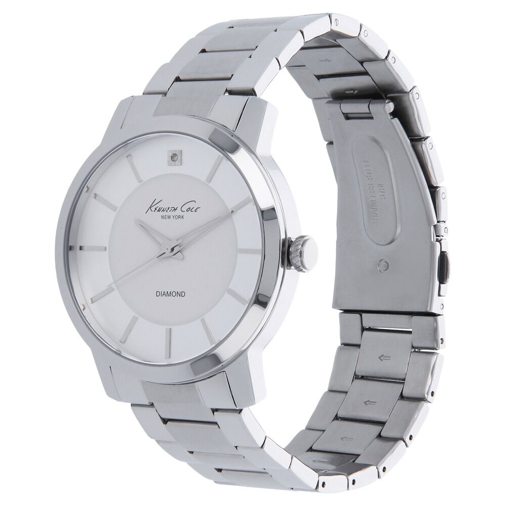 Kenneth Cole Quartz Analog Silver Dial Stainless Steel Strap Watch for Men-NCKC10008148MN