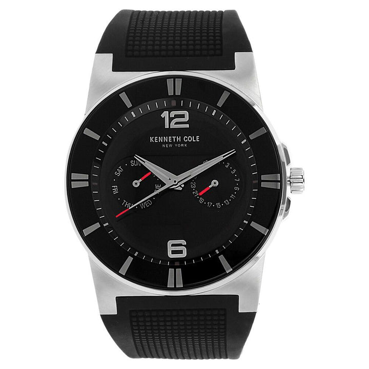 Kenneth Cole Quartz Multifunction Black Dial Silicone Strap Watch for Men-NCKC10008220MN