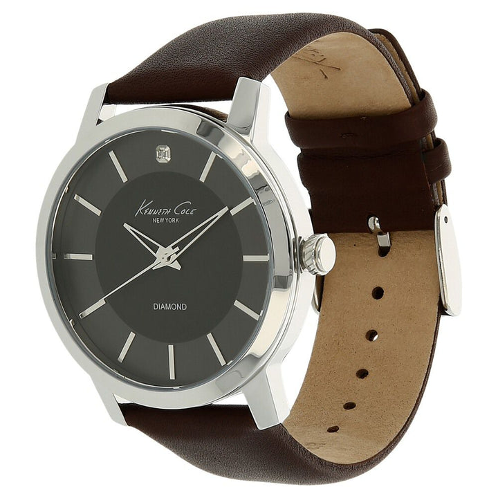 Kenneth Cole Quartz Analog Grey Dial Leather Strap Watch for Men-KC10014633MNJ