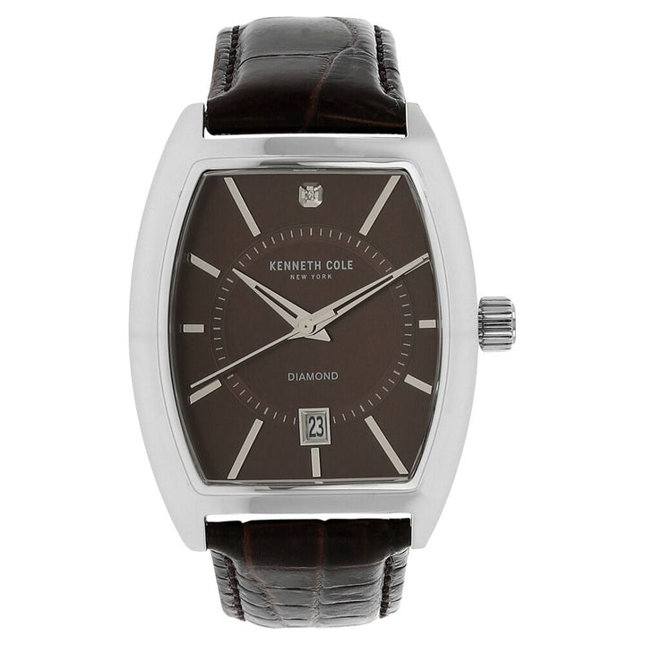 Kenneth Cole Quartz Analog Brown Dial Leather Strap Watch for Men-KC10014805MNJ