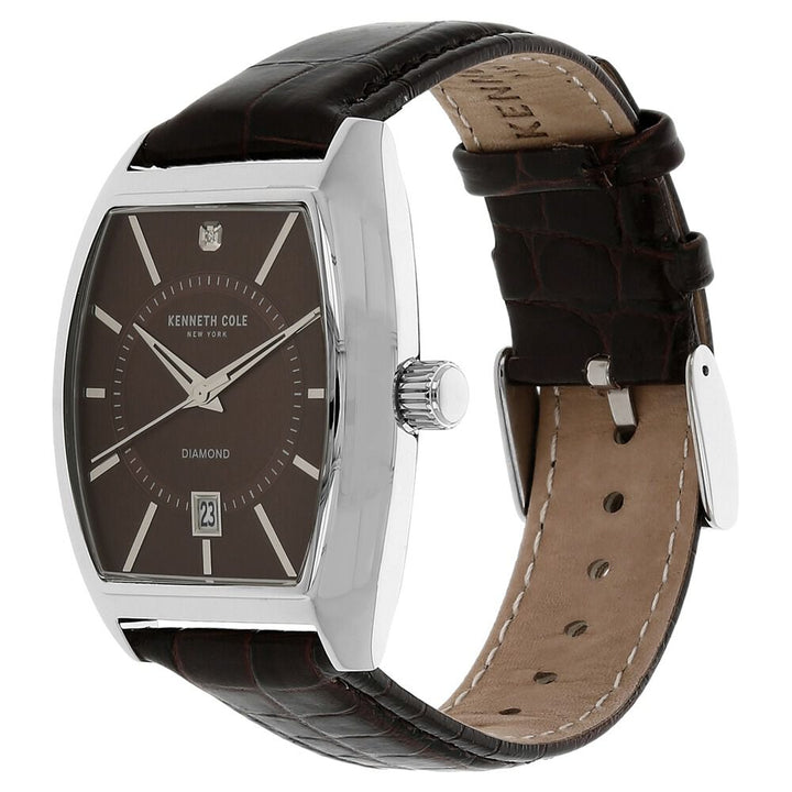 Kenneth Cole Quartz Analog Brown Dial Leather Strap Watch for Men-KC10014805MNJ