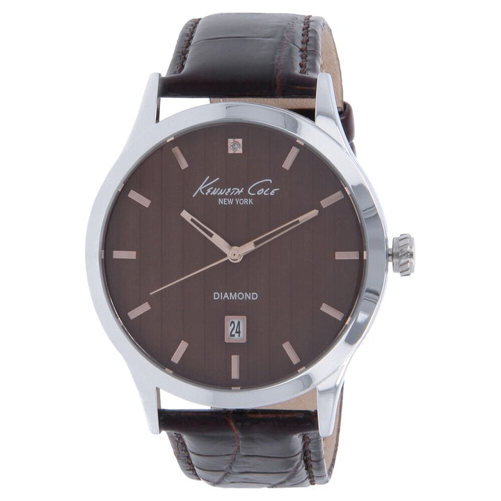 Kenneth Cole Quartz Analog Brown Dial Leather Strap Watch for Men-KC10018748MNJ