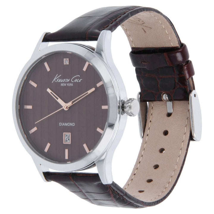 Kenneth Cole Quartz Analog Brown Dial Leather Strap Watch for Men-KC10018748MNJ
