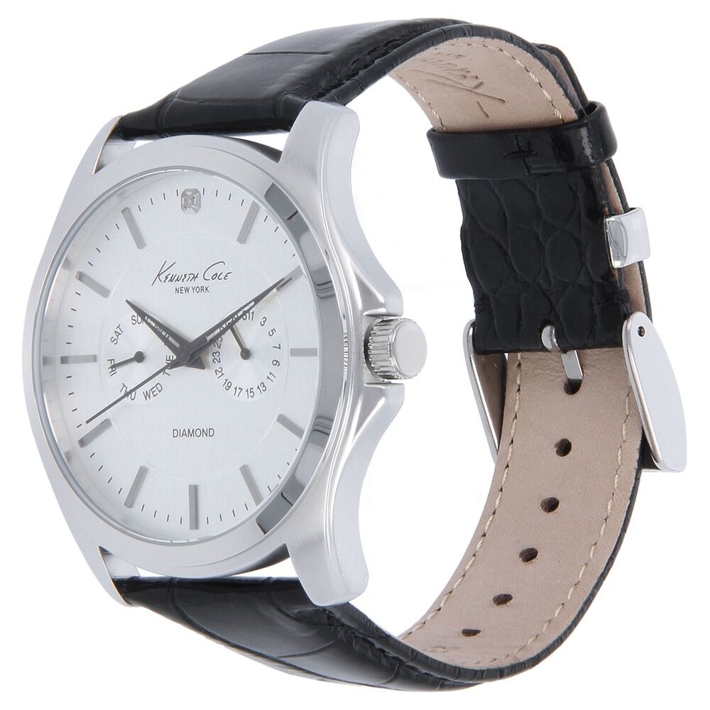 Kenneth Cole Quartz Multifunction Silver Dial Leather Strap Watch for Men-KC10022310MNJ