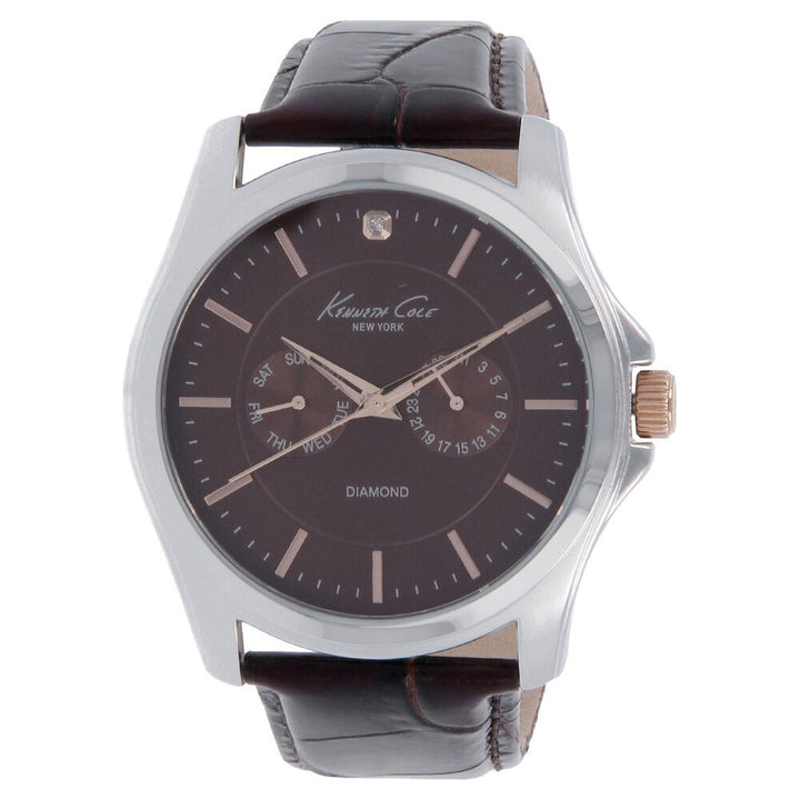 Kenneth Cole Quartz Multifunction Brown Dial Leather Strap Watch for Men-NCKC10022313MN