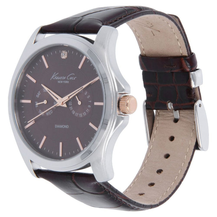 Kenneth Cole Quartz Multifunction Brown Dial Leather Strap Watch for Men-NCKC10022313MN