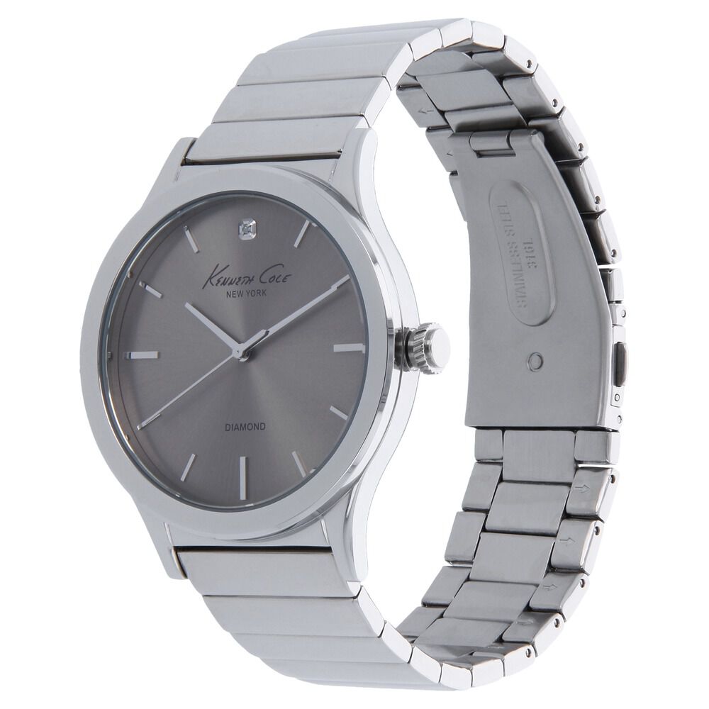 Kenneth Cole Quartz Analog Grey Dial Stainless Steel Strap Watch for Men-KC10024366MNJ