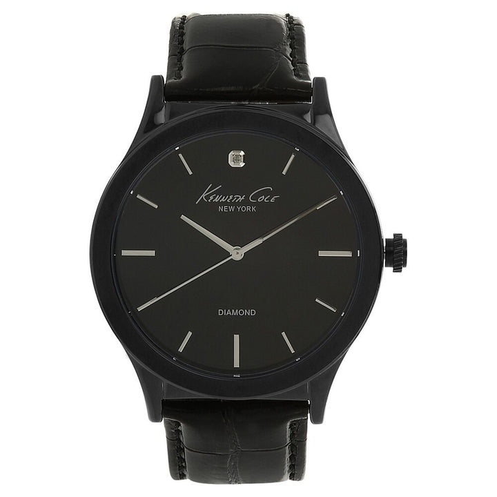 Kenneth Cole Quartz Analog Black Dial Leather Strap Watch for Men-KC10024367MNJ