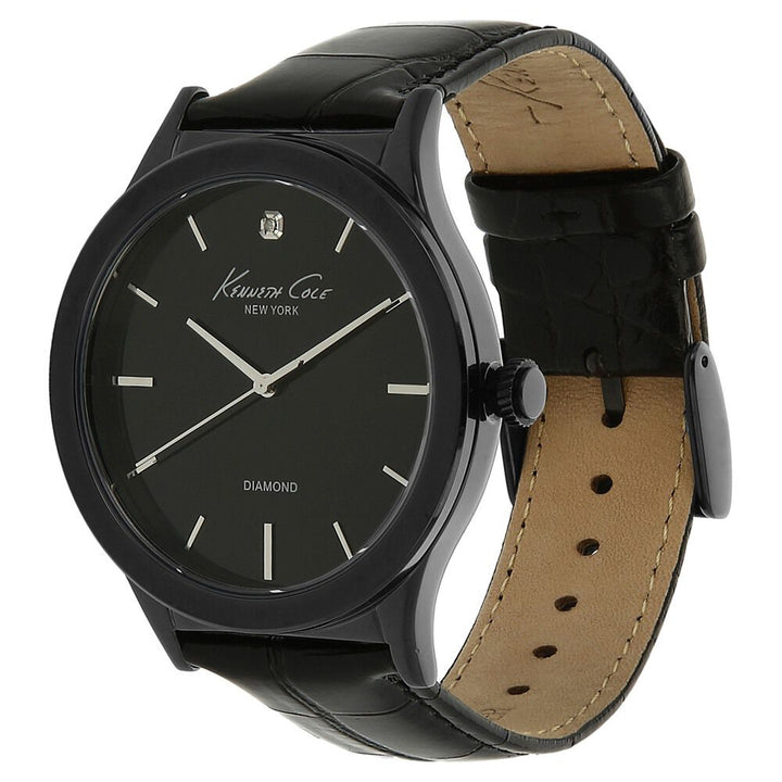 Kenneth Cole Quartz Analog Black Dial Leather Strap Watch for Men-KC10024367MNJ