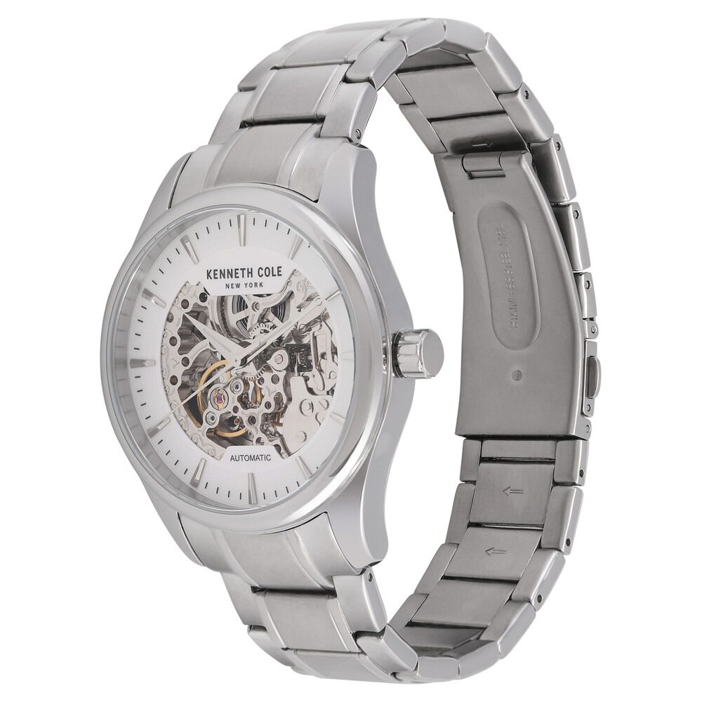 Kenneth Cole Automatic Silver Dial Stainless Steel Strap Watch for Men-NCKC10027200MN