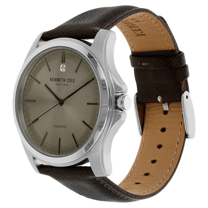 Kenneth Cole Quartz Analog Grey Dial Leather Strap Watch for Men-KC10027417MNJ