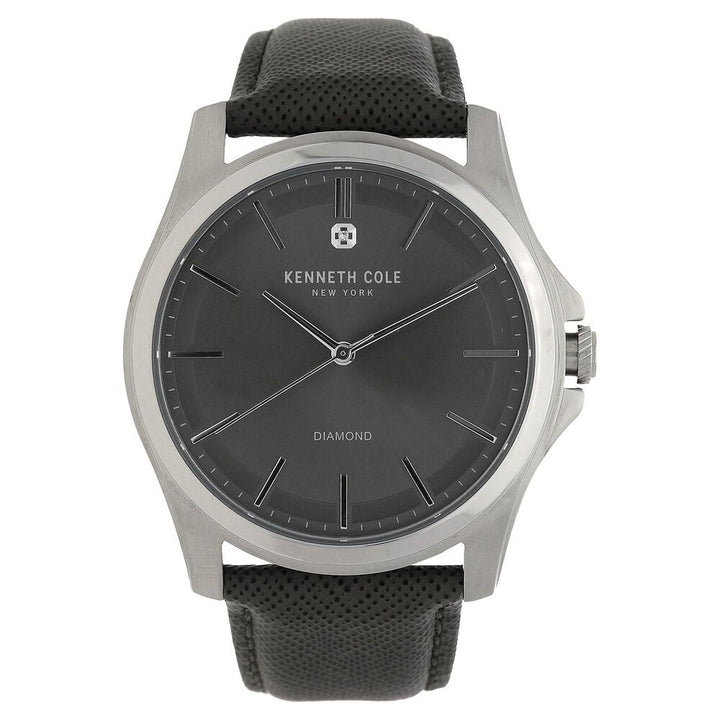 Kenneth Cole Quartz Analog Grey Dial Leather Strap Watch for Men-KC10027419MNJ