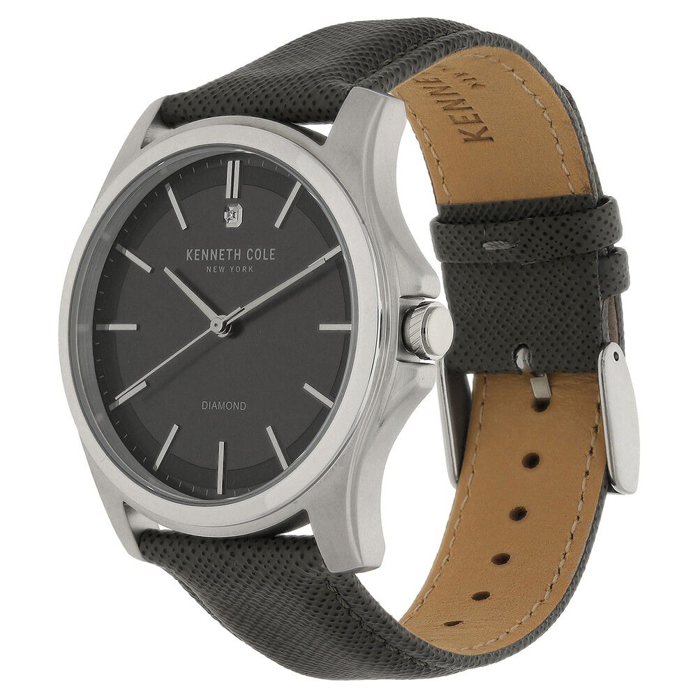 Kenneth Cole Quartz Analog Grey Dial Leather Strap Watch for Men-KC10027419MNJ