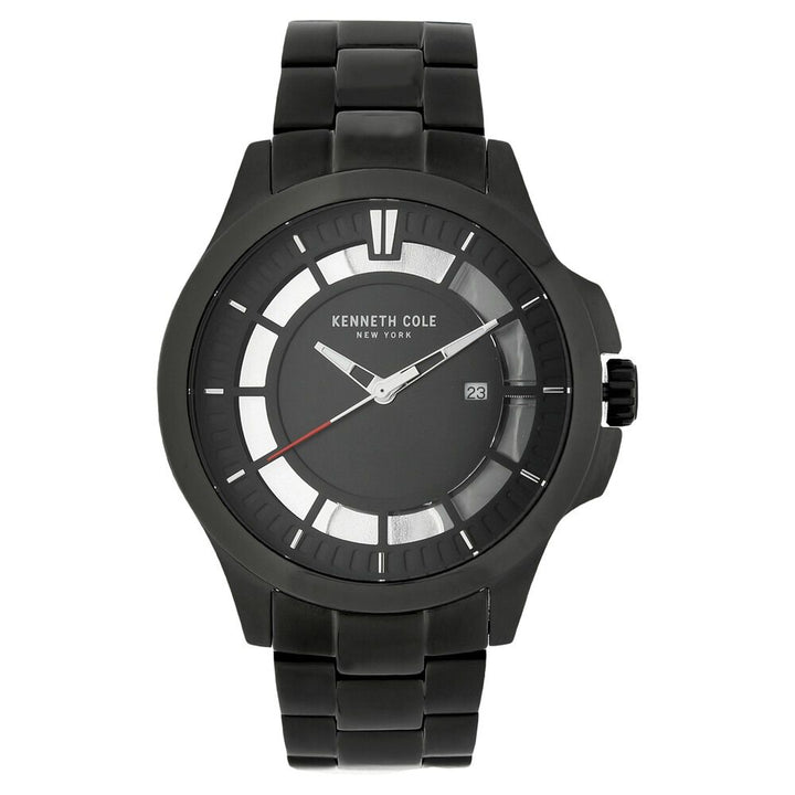 Kenneth Cole Quartz Analog with Date Black Dial Stainless Steel Strap Watch for Men-NCKC10027462MN