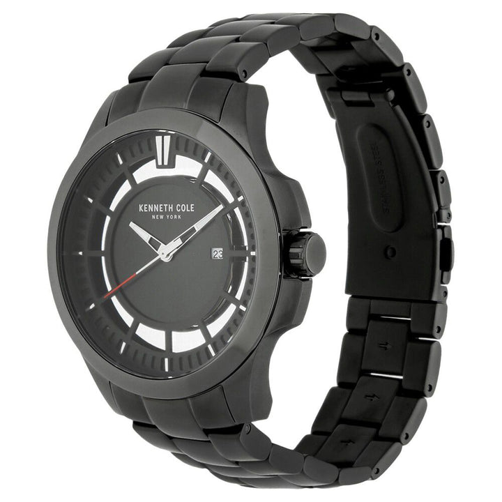 Kenneth Cole Quartz Analog with Date Black Dial Stainless Steel Strap Watch for Men-NCKC10027462MN