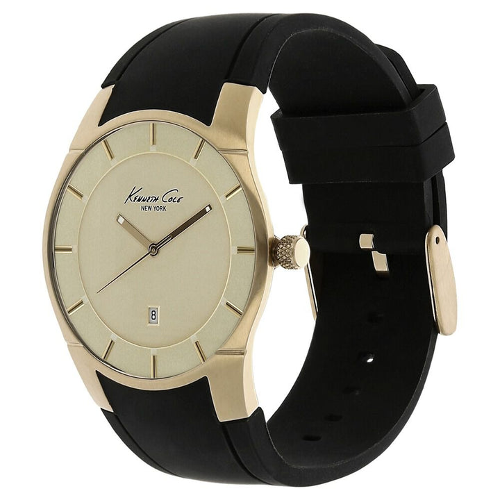 Kenneth Cole Quartz Analog Golden Dial Leather Strap Watch for Men-KC10027722MNJ