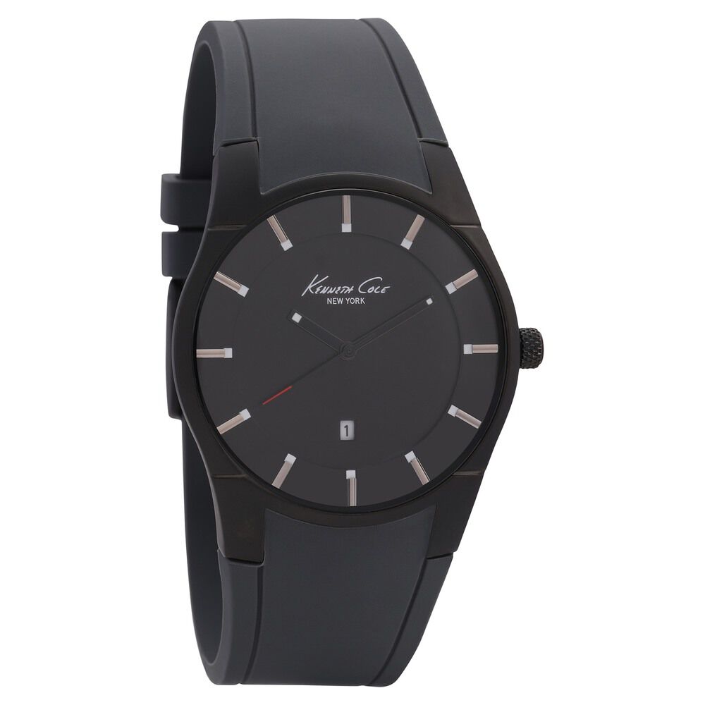 Kenneth Cole Quartz Analog Black Dial Silicone Strap Watch for Men-KC10027723MNJ