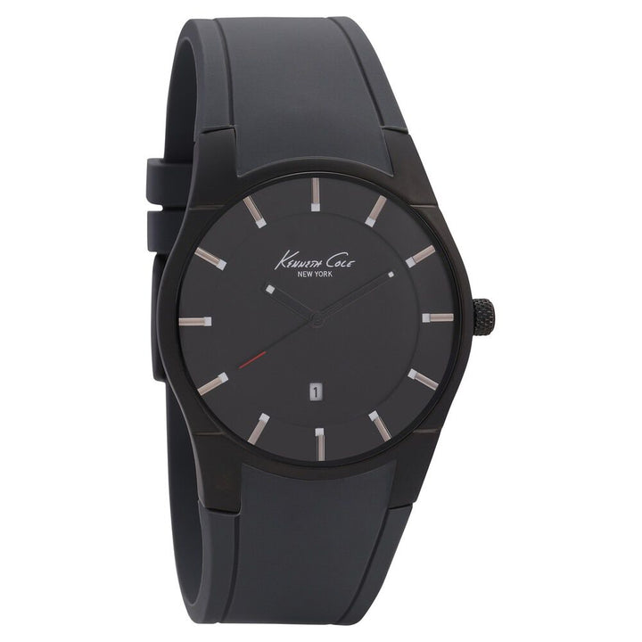 Kenneth Cole Quartz Analog Black Dial Silicone Strap Watch for Men-KC10027723MNJ