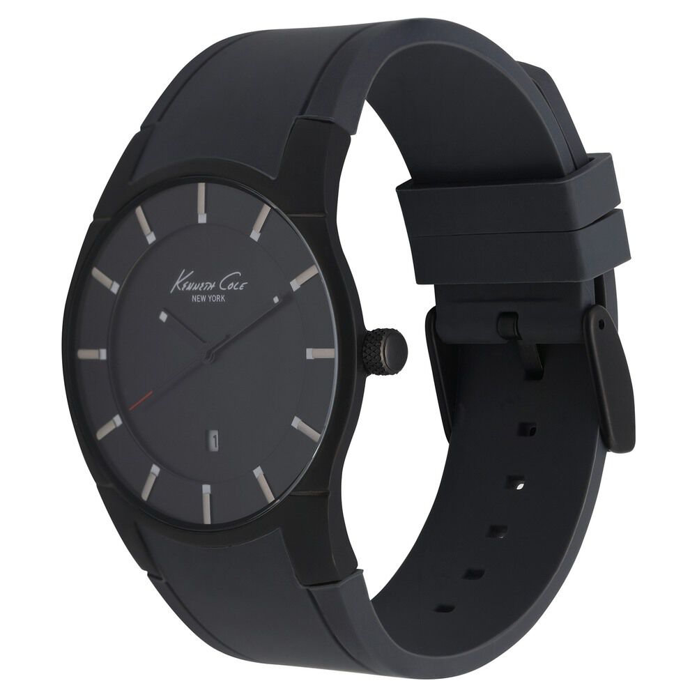 Kenneth Cole Quartz Analog Black Dial Silicone Strap Watch for Men-KC10027723MNJ