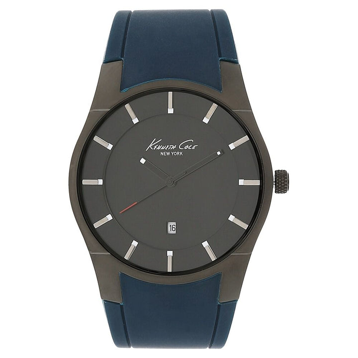 Kenneth Cole Quartz Analog with Date Black Dial Silicone Strap Watch for Men-NCKC10027724MN